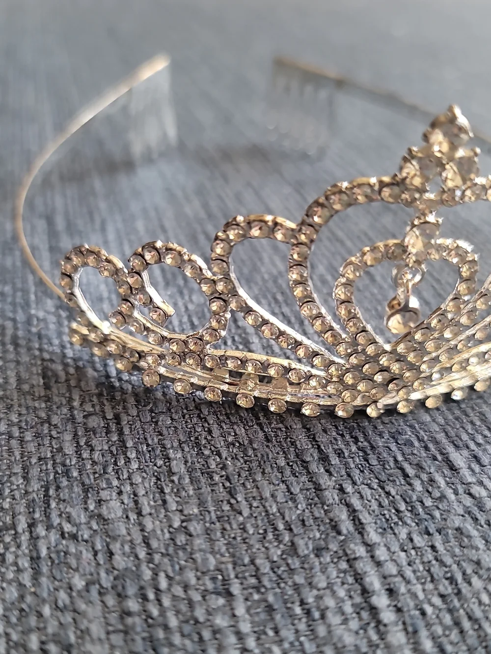 Boutique Silver Crystal Heart Tiara Headband